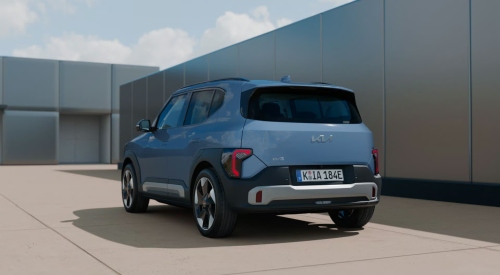 Rear view of The Kia EV2; The Kia EV2 finance