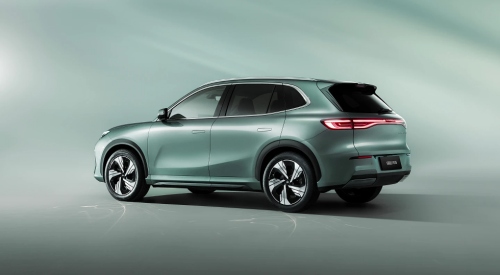 The sleek aerodynamic design of the Geely EX5; Used Geely EX5 models