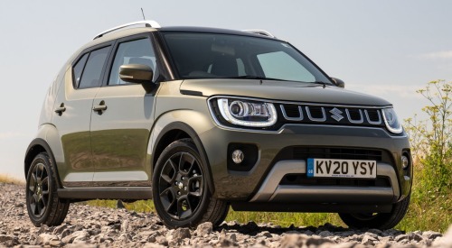 Angled front shot of the Suzuki Ignis showing off the front grille and alloy wheels