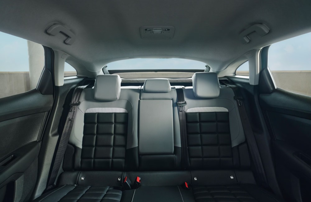 Interior shot of the new Citroen C4, showing off the comfortable and unique rear seating.