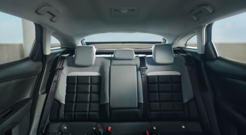 Interior shot of the new Citroen C4, showing off the comfortable and unique rear seating.