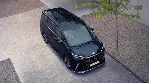 New Lexus LM model outside a modern building