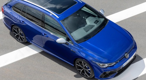 Angled top down view of a VW Golf Estate, showing off the sunroof.