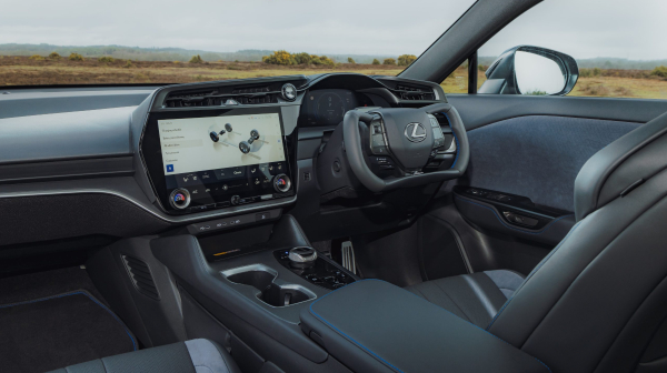 New Lexus RZ 550e Interior with Yoke Steering Wheel