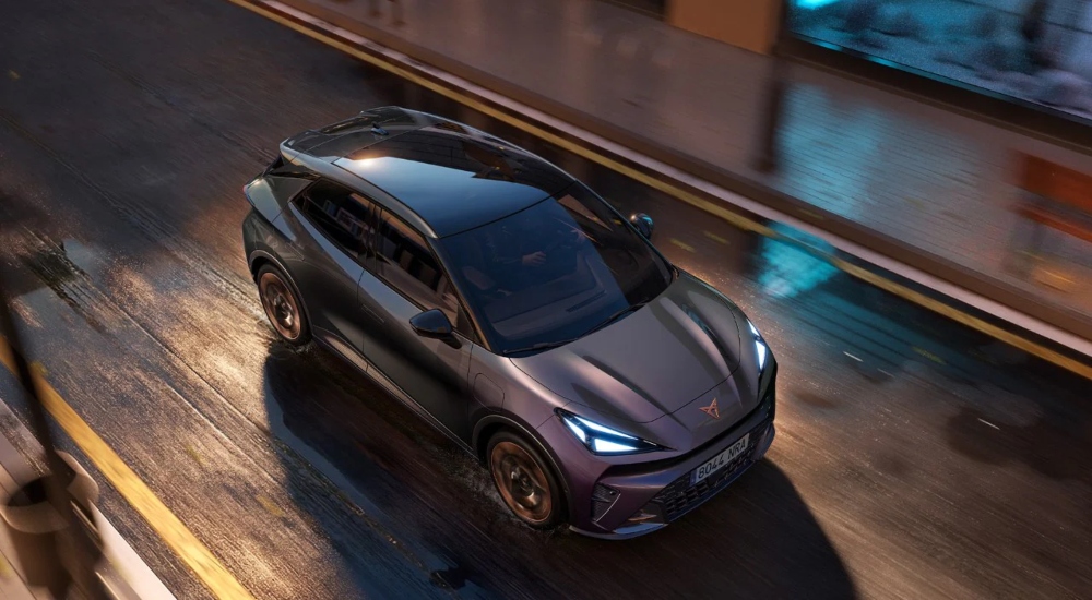 The CUPRA Raval driving along a road; New CUPRA Raval safety