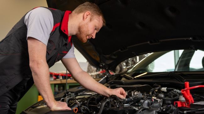 man Servicing a honda car