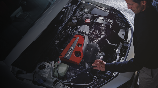 Inside the bonnet of honda service