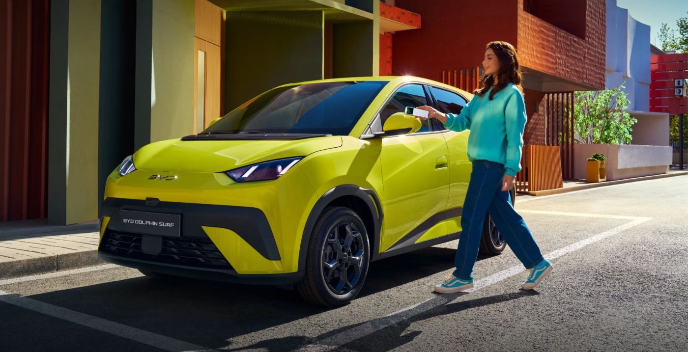 The new BYD DOLPHIN SURF with person getting in