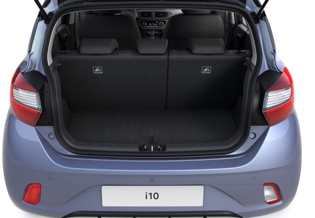 Rear shot of an open boot of the new Hyundai i10.