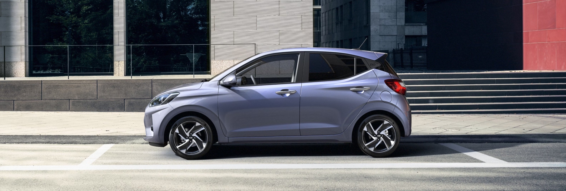 Side profile view of a new Hyundai i10.
