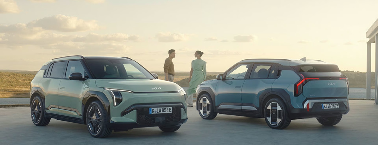 A front and rear view of The Kia EV3; New Kia EV3 range
