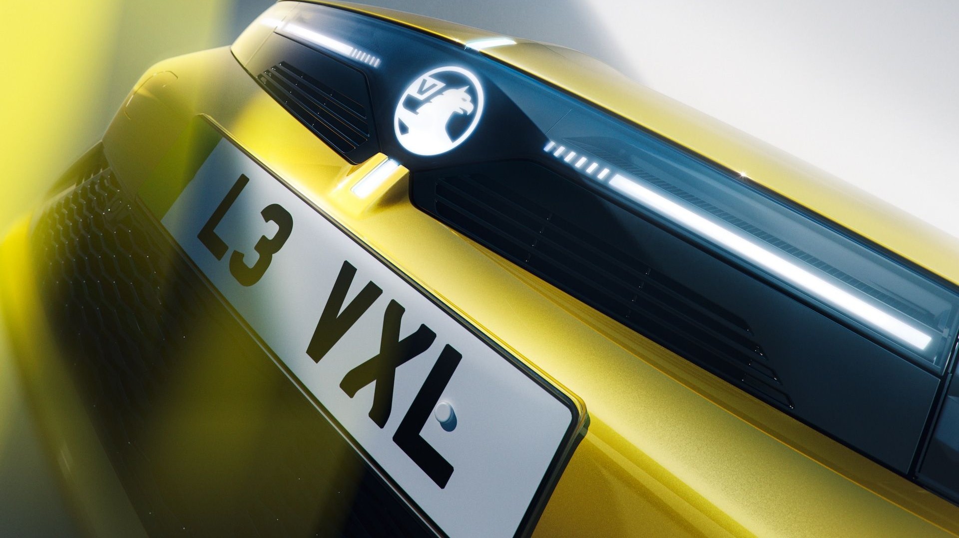 Front of Vauxhall Astra with light up badge