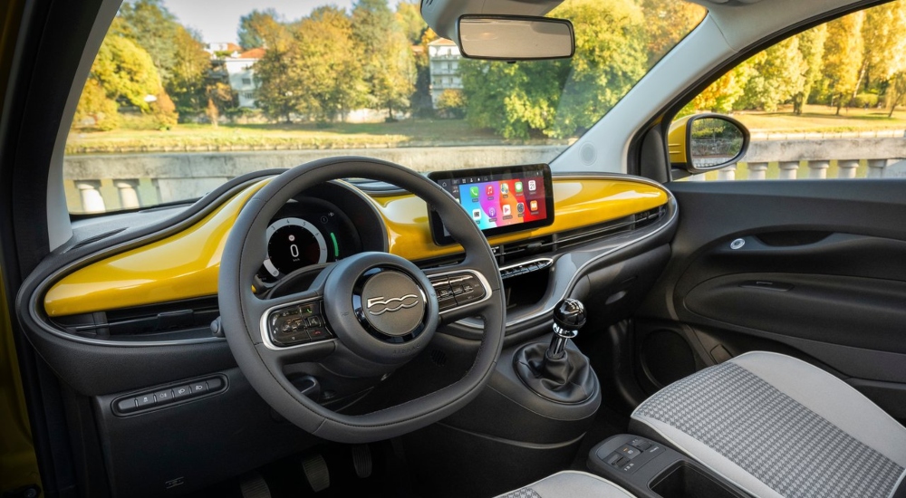 The modern design in the New Fiat 500 Hybrid Interior; Hybrid Fiat 500 New