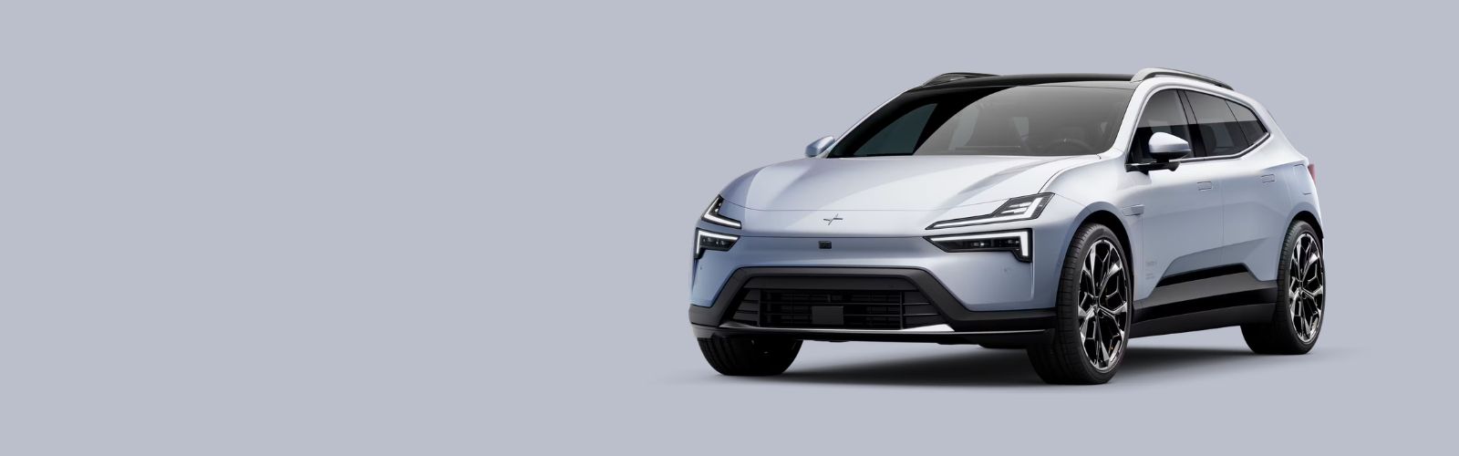 New Polestar 4 SUV in Ozone Blue Metallic, front three-quarter view