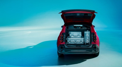 Rear shot of an open Renault 4 boot, showing off the storage capabilities.