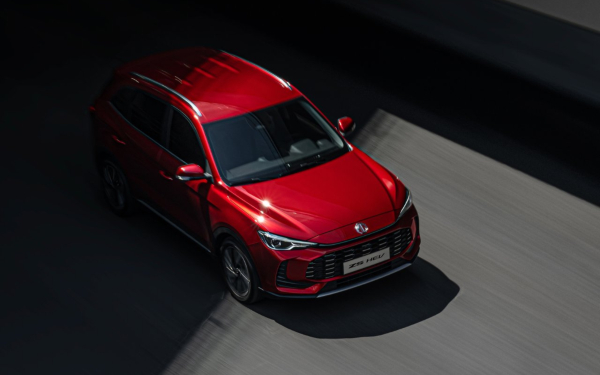 Red MG ZS Hybrid+ viewed from above