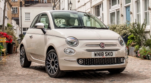 Front facing Fiat 500 parked on a street; Fiat Servicing