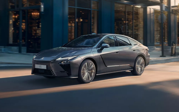 Grey Lexus Parked Outside a Modern Building