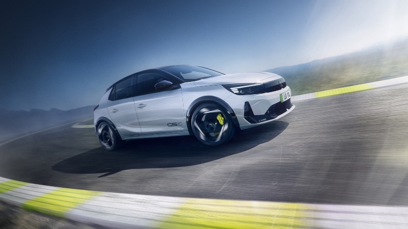 New Vauxhall Corsa GSE side view on track