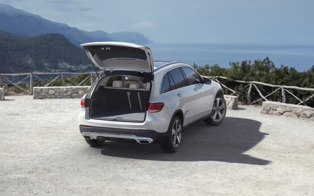 White Mercedes-Benz GLC SUV with the Boot Open