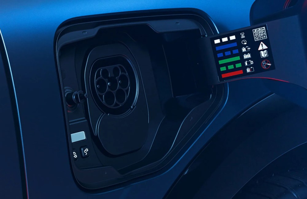 Close up shot of the Renault Megane E-Tech Electric charging port.