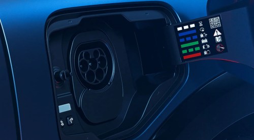 Close up shot of the Renault Megane E-Tech Electric charging port.