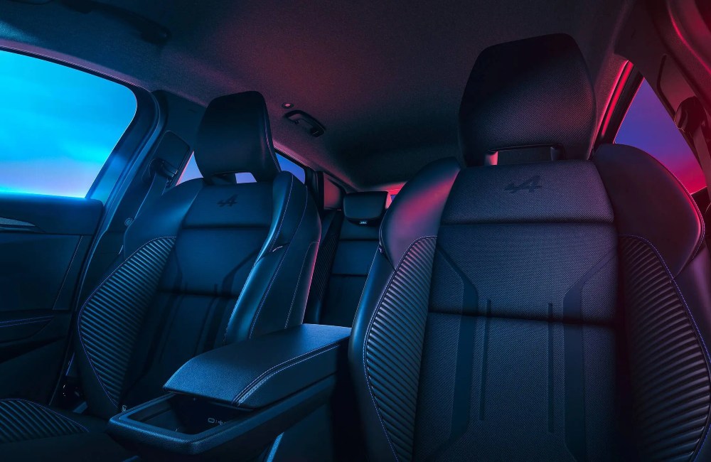 Interior shot of a Renault Megane E-Tech Electric, showing off the comfortable seating.