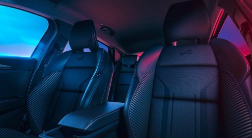 Interior shot of a Renault Megane E-Tech Electric, showing off the comfortable seating.