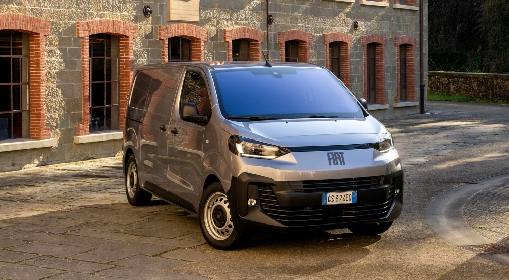 Front facing Fiat E-Scudo Panel Van in grey; New Fiat E-Scudo vans for sale