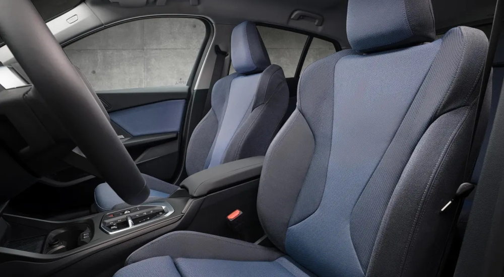 BMW 1 Series forth generation seats in blue; Used BMW 1 Series finance deals