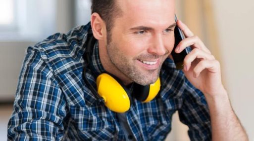 Man on the phone for van hire purchase