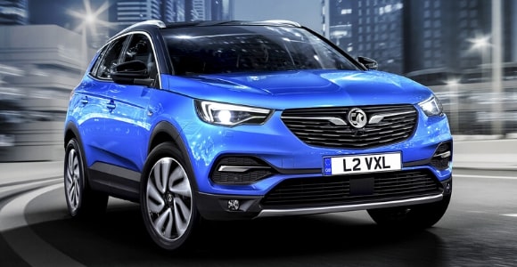 Bright blue Vauxhall on a lease Bright blue Vauxhall on a lease