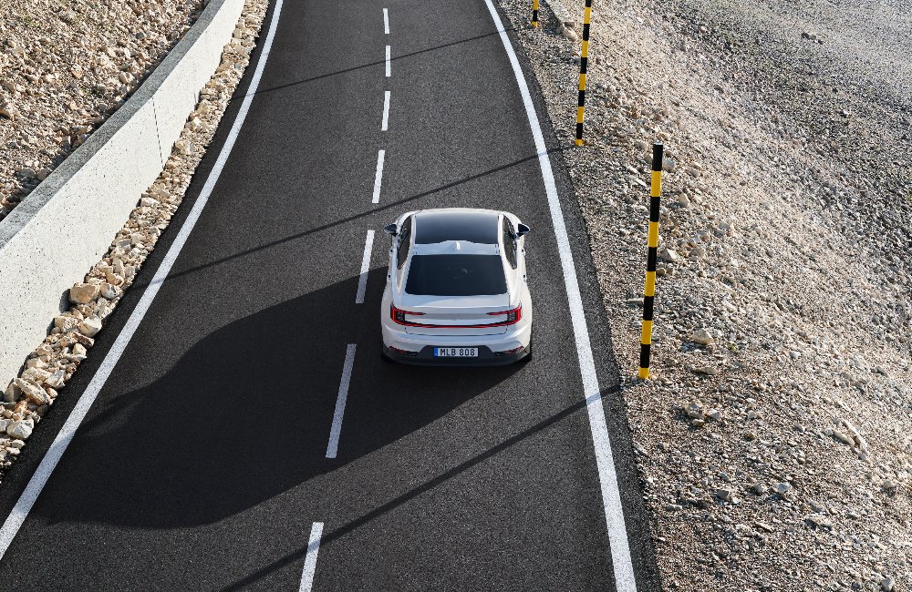 New Polestar 2 aerial; EV battery & range
