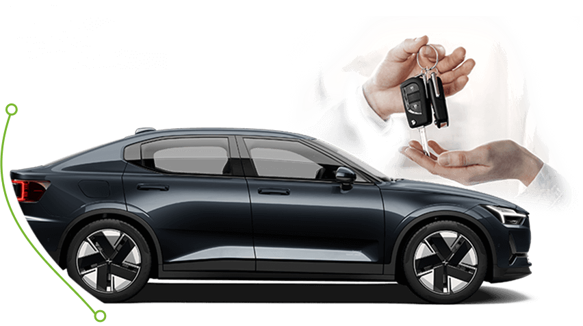 Side view of a Polestar 2; Car finance for all types image.
