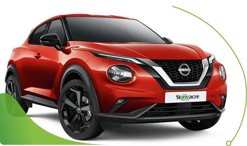 Red Nissan Juke; In-house car finance team image.