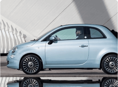 A blue Fiat 500; Bad Credit Car Finance image.