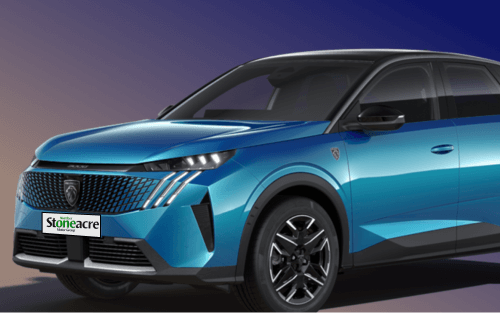 Blue Peugeot 3008; Apply for car finance online image.