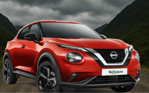 Red Nissan Juke; In-house car finance team image.