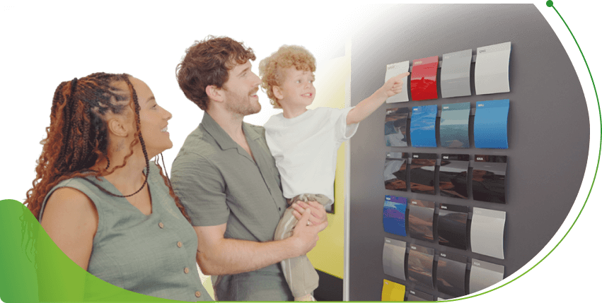 A family look at car colours; New car deals on 0% finance image