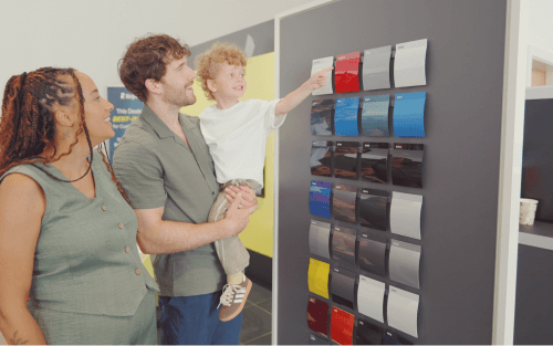 A family look at car colours; New car deals on 0% finance image