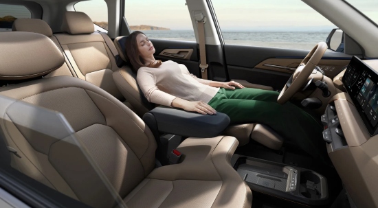 The New EV5 Kia interior has contemporary styling, ample space and adjustable reclining seats.