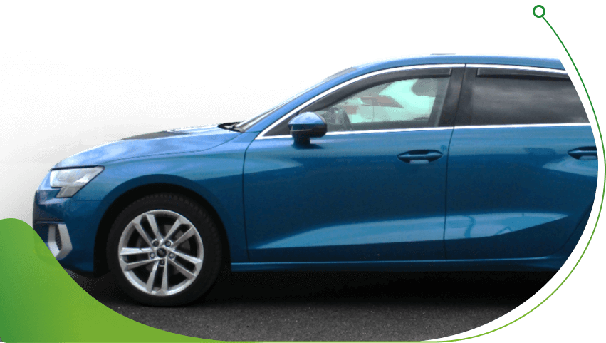 A side view of a blue Audi A3; What is the difference between Hire Purchase and Conditional Sale finance image