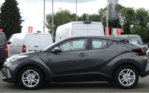 A side view of a grey Toyota C-HR; Understanding Credit Scores for Hire Purchase Car Finance image