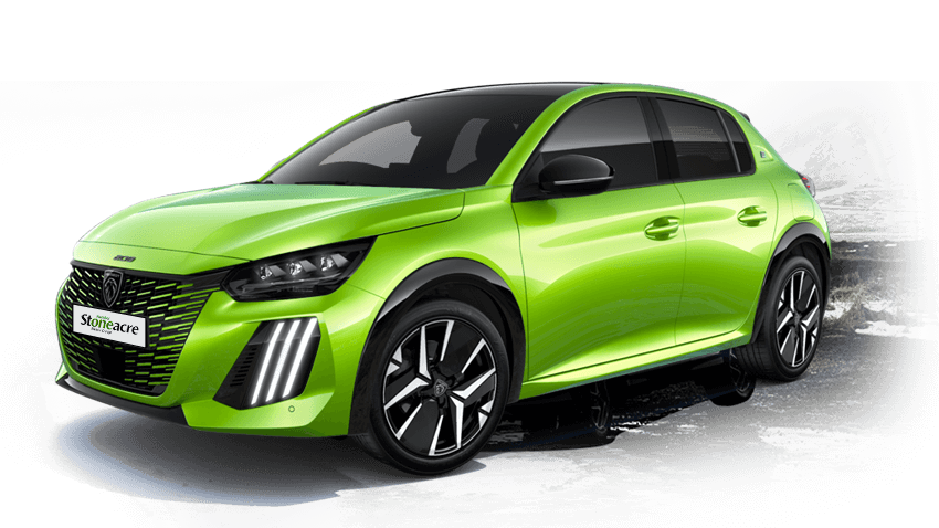 A green Peugeot 208; Drive away deposit free related resources image
