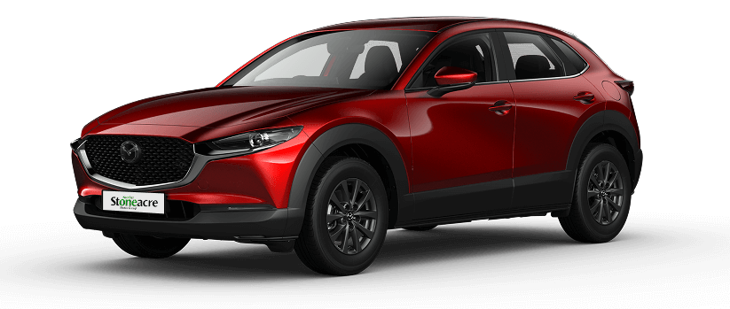 A red Mazda CX-30; PCP car finance hero car