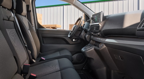 New Toyota Proace van interior with comfortable seats, practical storage, and an advanced infotainment system.