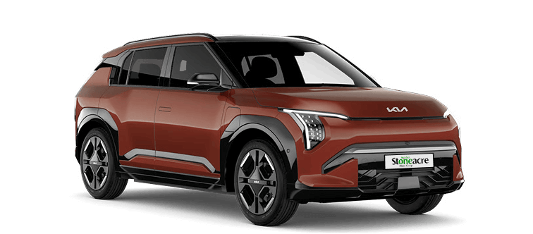 A red Kia EV3; Pay as you go car finance hero car