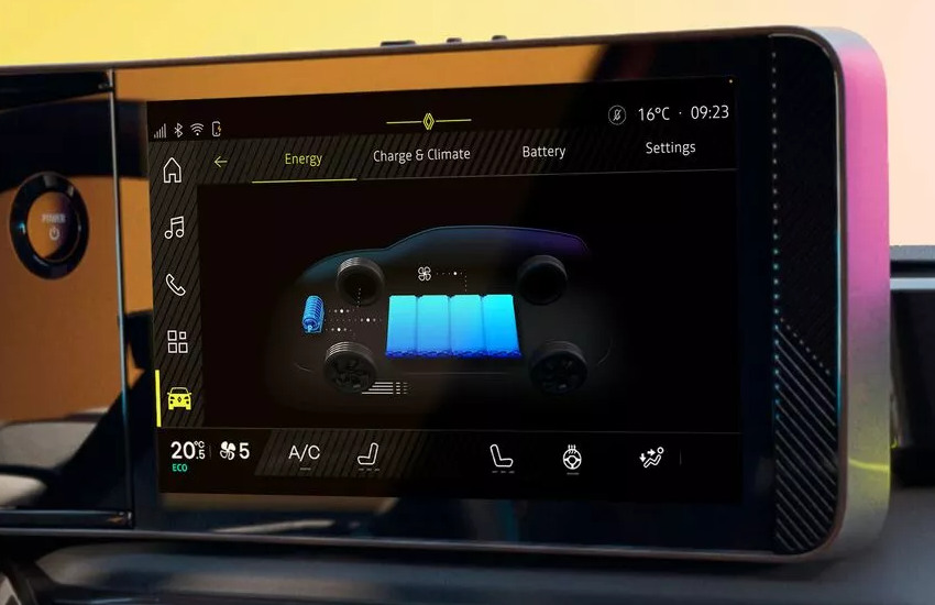 A screen in an EV car displays battery information; How long an EV battery lasts image