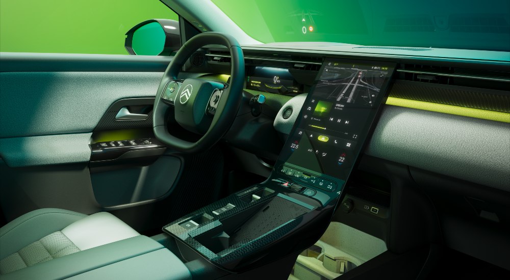 Interior of the new Citroen C5 Aircross Hybrid, with a 13-inch Waterfall touchscreen.