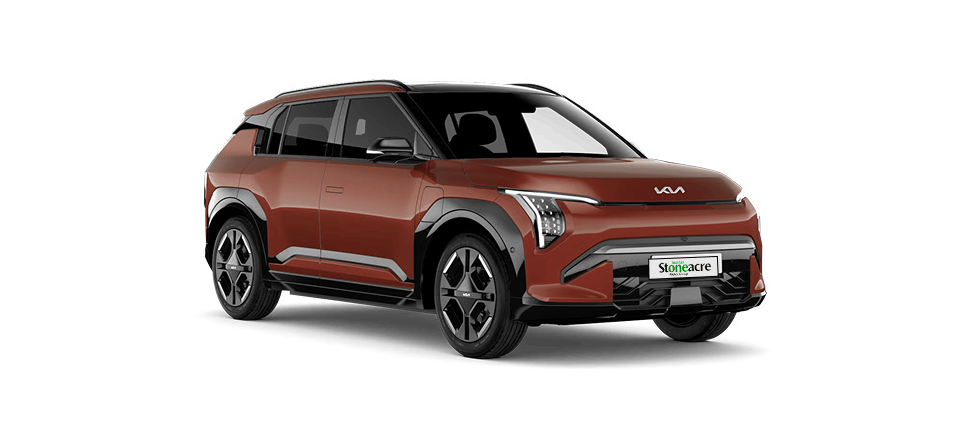 A red Kia EV3; Pay as you go car finance hero car